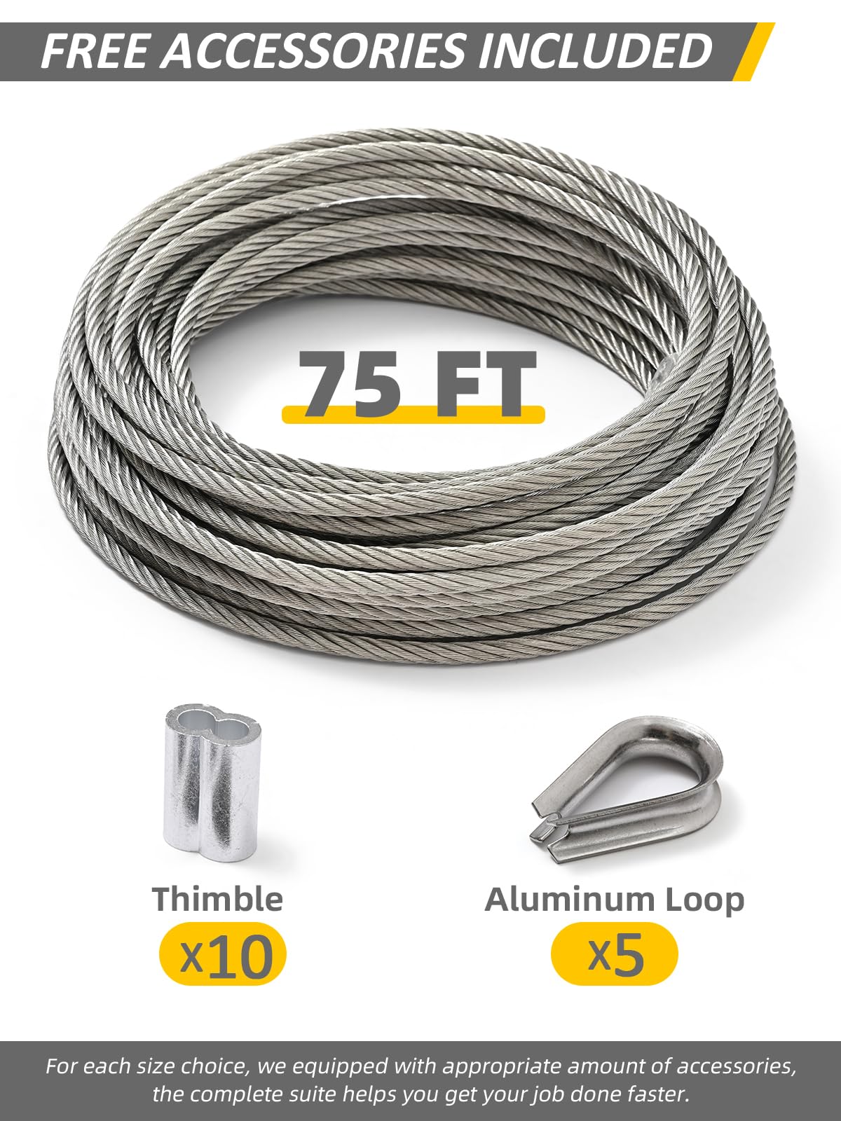 Glarks 72Pcs Stainless Steel Wire Rope Kit - 1/8" 300ft Cable With Cutter, Crimping Sleeves & Thimbles