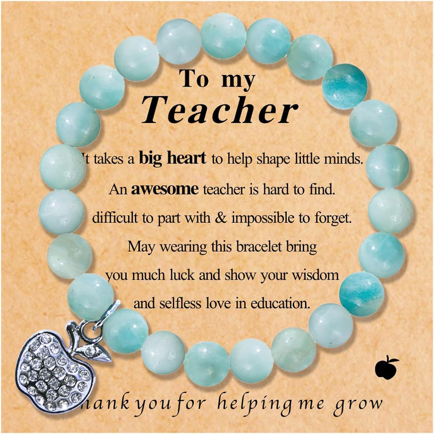VICKHU Teacher appreciation gifts,Natural Stone teacher Bracelet gifts for women,thank you gifts for teacher meaningful gifts for women with gift message card - Image 8