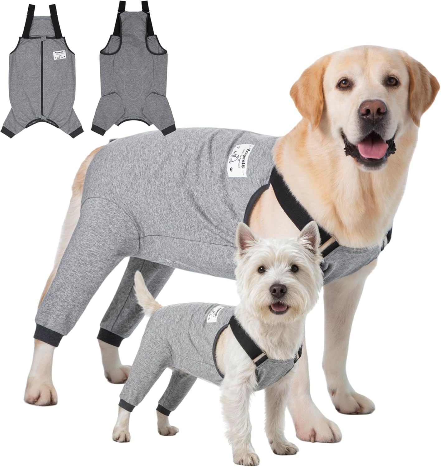 Dog Recovery Suit for Hid Leg, Soft Stretchy Pants for Hip Thigh Wound Protective Sleeves to Prevent Licking (Grey, 4XL(Reference Weight 50-70 lbs))