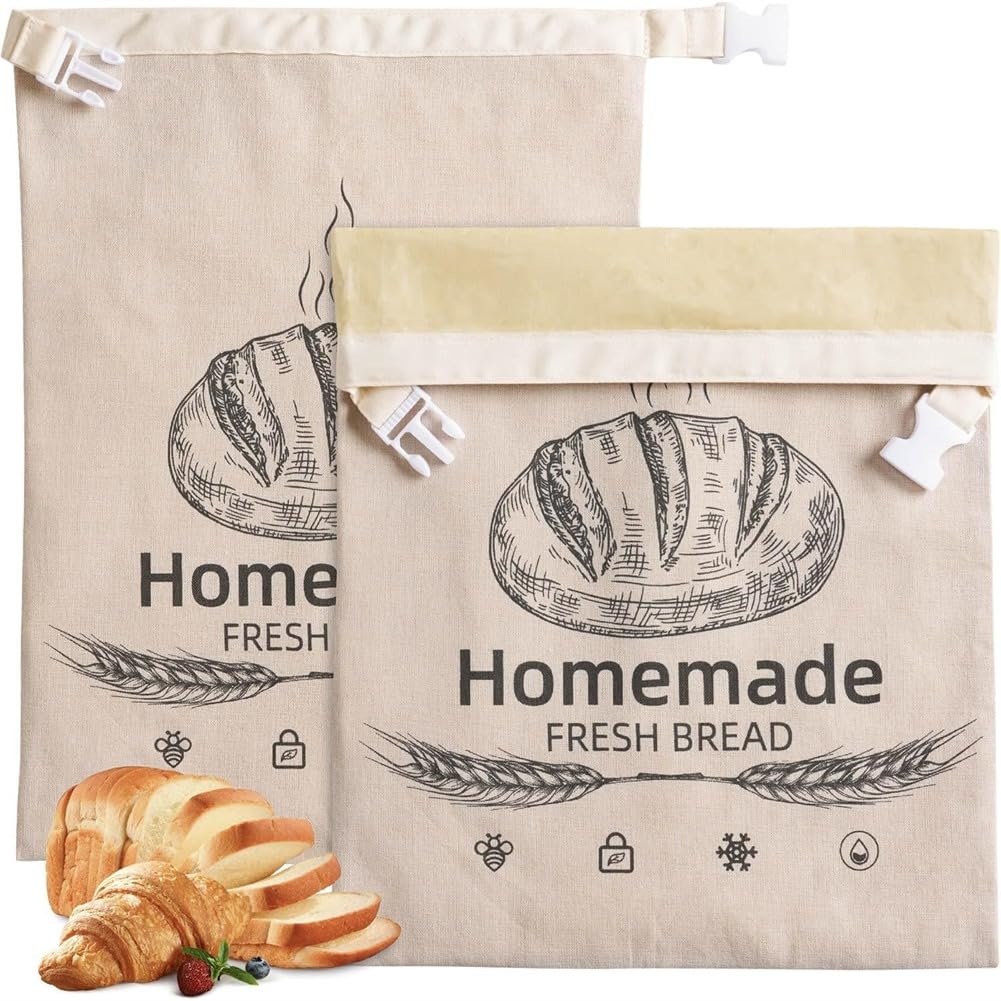 IJSDNVJNDX Food Storage Bag, Beeswax Bread Bag(2pcs), Suitable Suit for Sourdough and Homemade Breads, for Freeze& Preserve