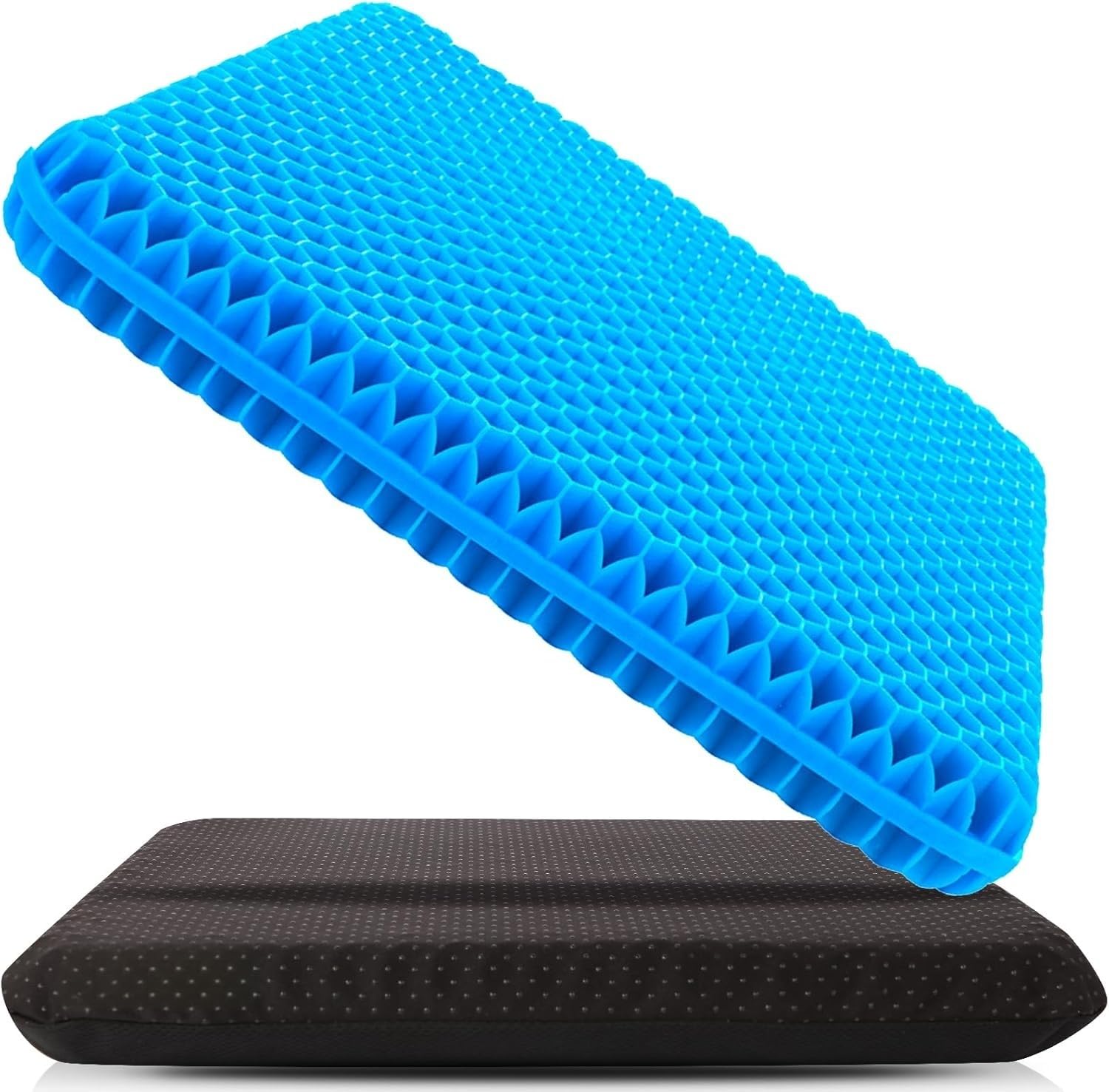Spring.rd Blue 1.4"(4Cm) Thick Gel Seat Cushion, Double Large Breathable Honeycomb Design Cool Gel Cushion With Washable Seat Cover For Office Chair Car Wheelchair,Pressure Relief Back Tailbone Pain