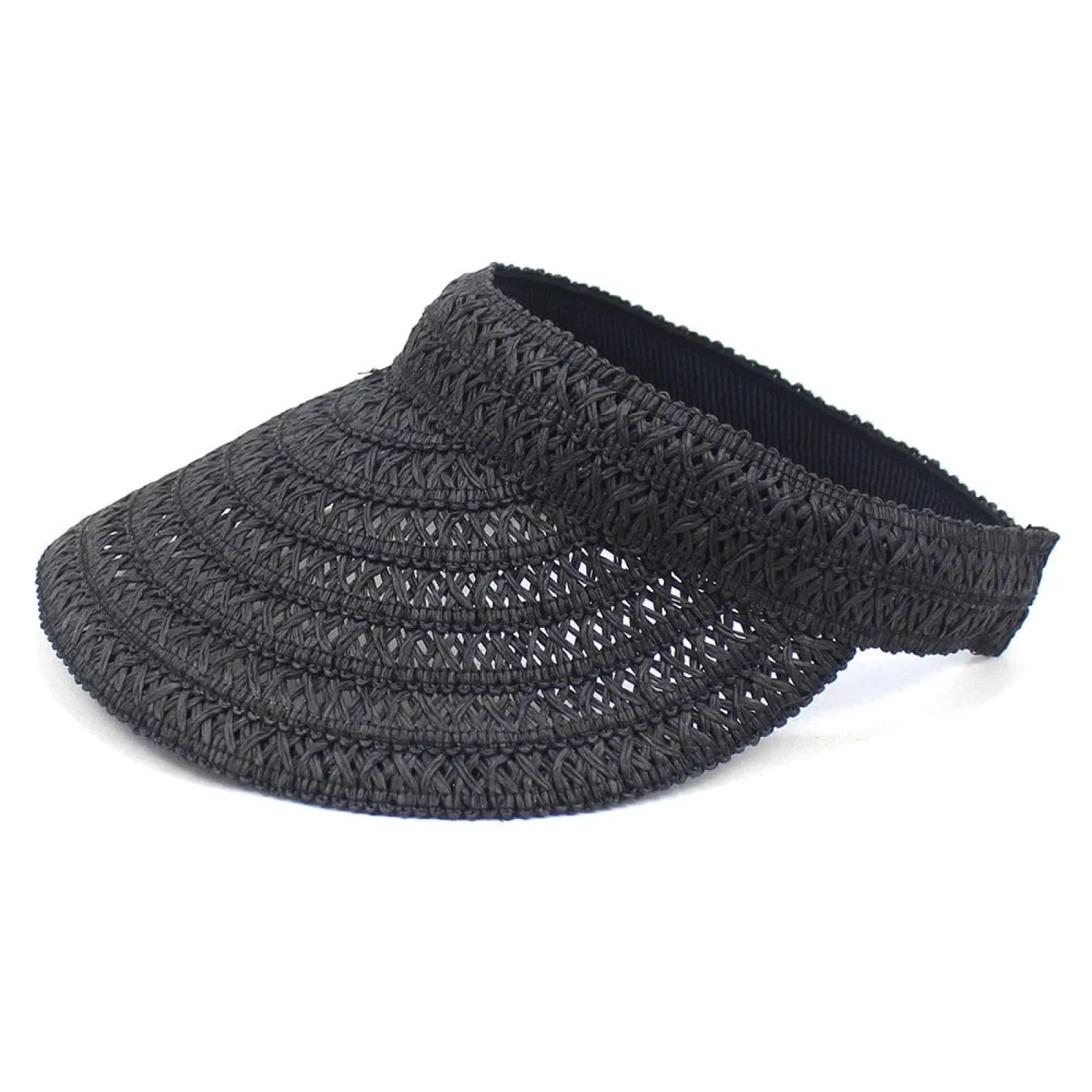 Gorros De Punto para Sombrero Tejido Beanie Gorra De Béisbol con Visera De Paja para Mujer Sombrero De Sol De Tenis Ancho Al Aire Libre