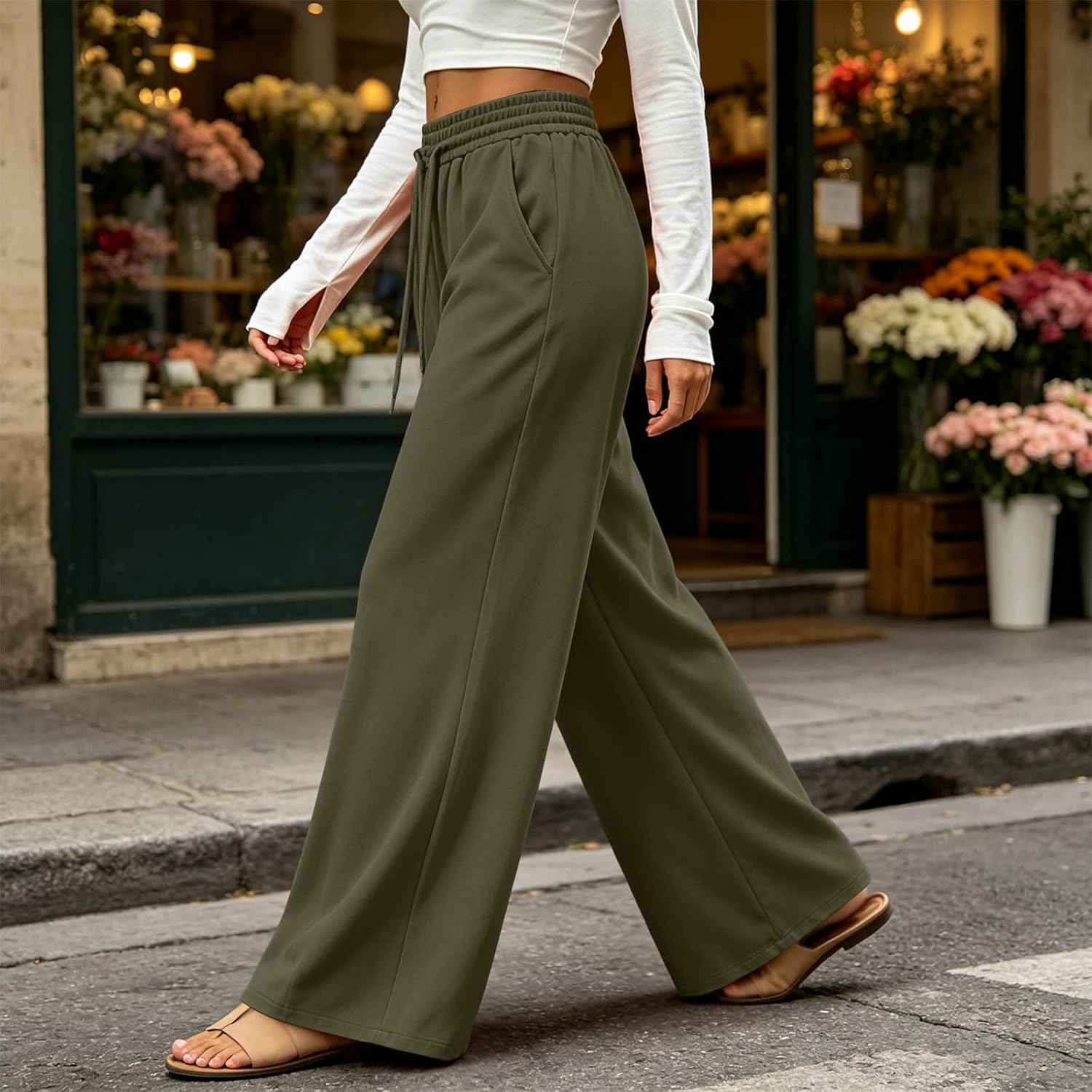 Wide Leg Sweat Pants for Women High Elastic Waisted Sweatpants