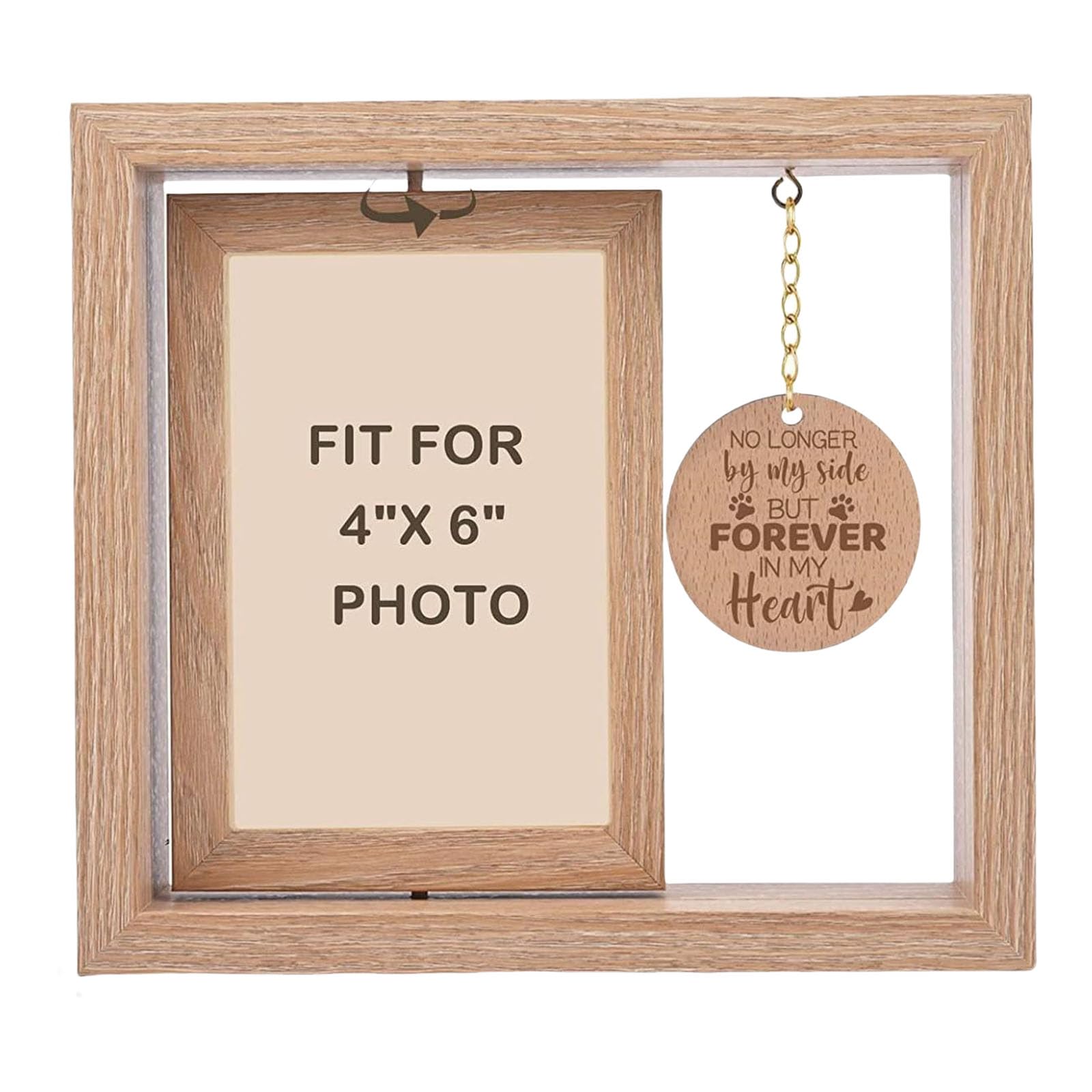 HDOYTXXM Dog Cats Memorial Gift Paws Print Rotating Wooden Picture Frame for 4x6Inch Photo Display Pet Loss Sympathy Home Decors Dog Memorial Gift