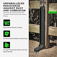 Vista 4 de Kit de reparación de postes de valla – Anclaje de acero grueso calibre 11 y estacas para fijar soporte de poste de madera roto/inclinado 4x4/6x6