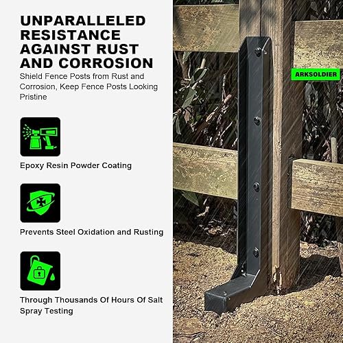 Miniatura 4 de Fence Post Repair Kit - Quick Fix Broken/Leaning 4x4/6x6 Wood Posts Support with One-Piece Steel Anchor & Stakes (Thickened 11-Gauge, 2-Pack)