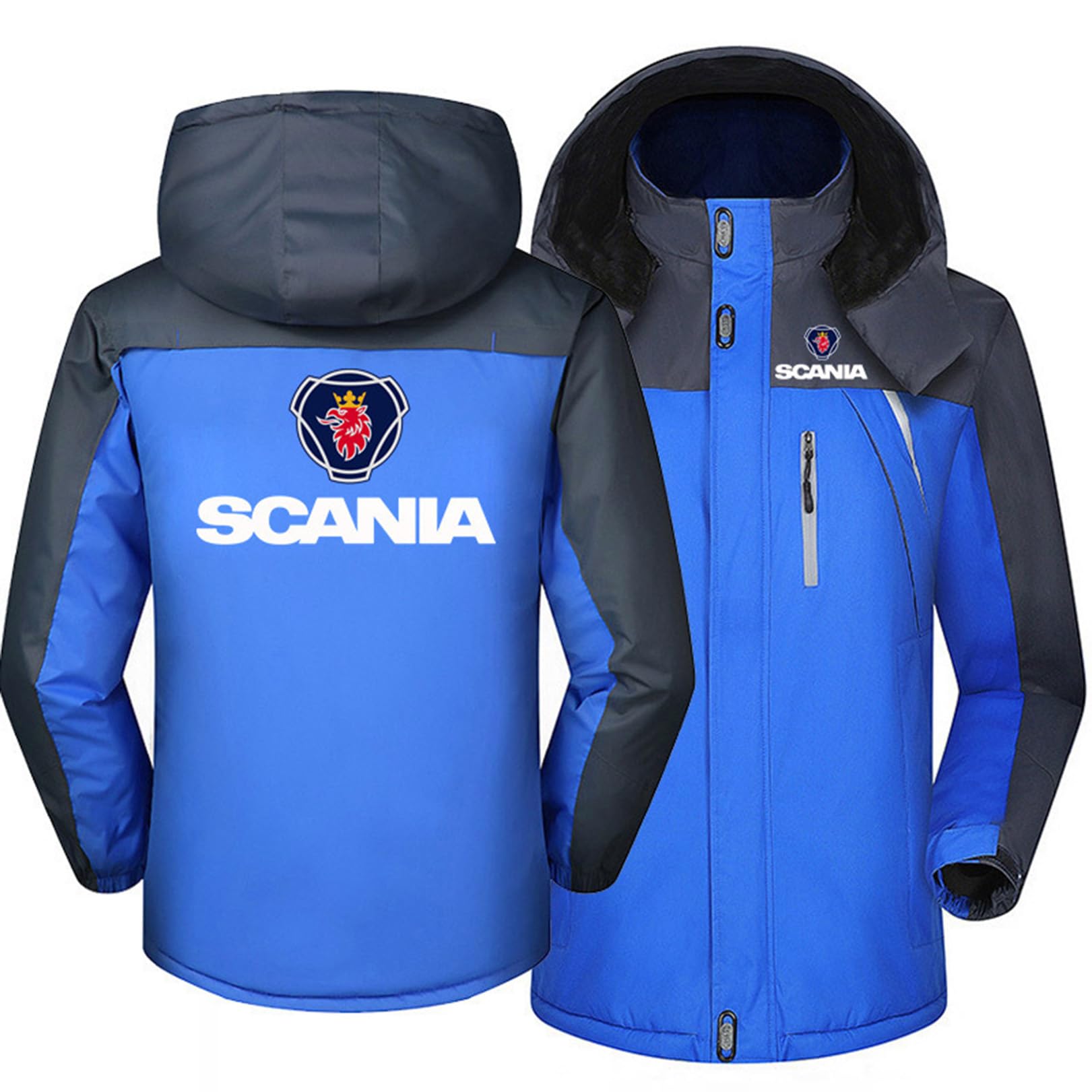 Myyly Men's B Outdoor Winter Windproof Jacket For Scania Warm Zip Up Hoodie Windbreaker Fashion Sweatshirt Comfortable Fleece Pullover Tops Thick Tracksuit Camping Outerwear,-Xxl