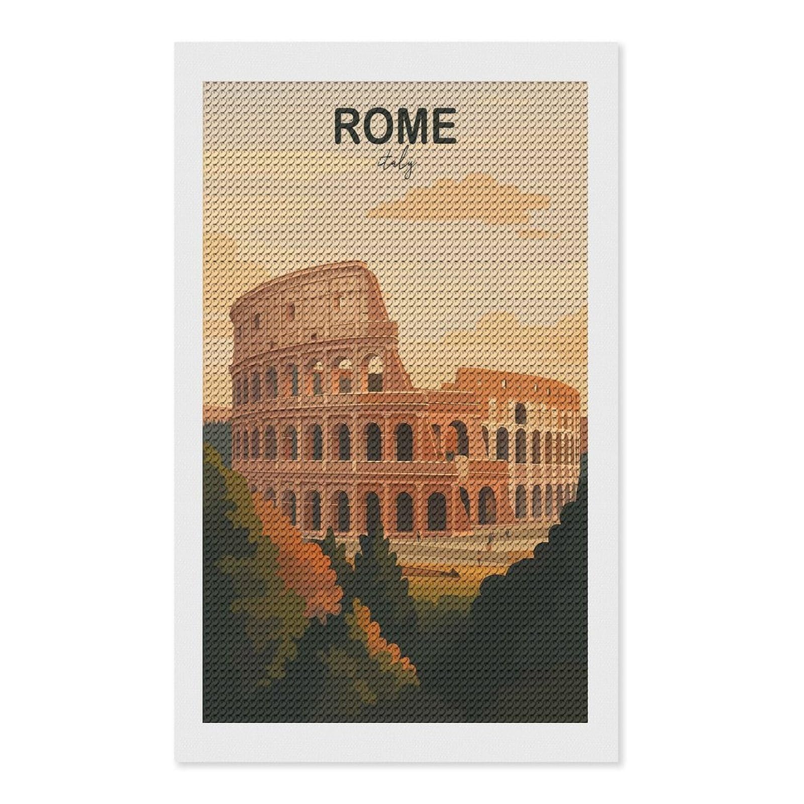 Junmoney Rome Italy Diamond Painting Kit 12"x20", Easy Handmade Project, Easy to Enjoy, Aesthetic Room Decor, Christmas Gift