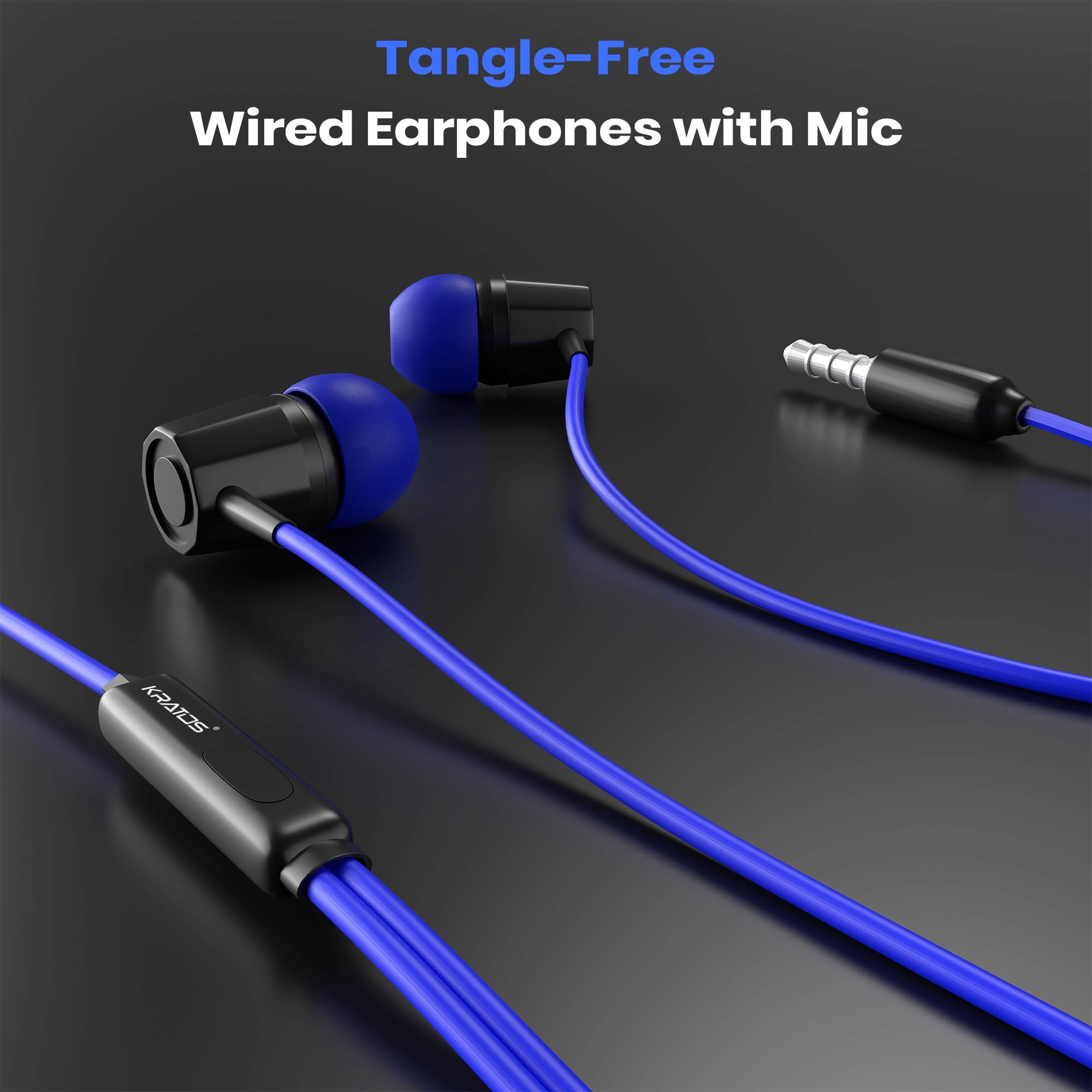 Kratos E02 Blue Wired Earphones with 3.5mm Jack in-line Mic Control for Clear Calling & Music, Multi-Functional Controller,Sweat Resistant,Comfort Fit Wired Ear Phones,Compatibility with All Mobiles — Amazon image 6
