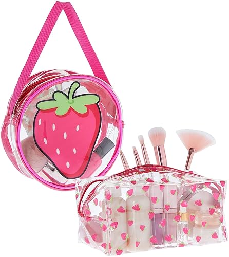 Glamlily Juego de 2 bolsas de maquillaje para polvo facial, rímel, brillo de labios, bolsas de viaje transparentes para artículos de tocador (2