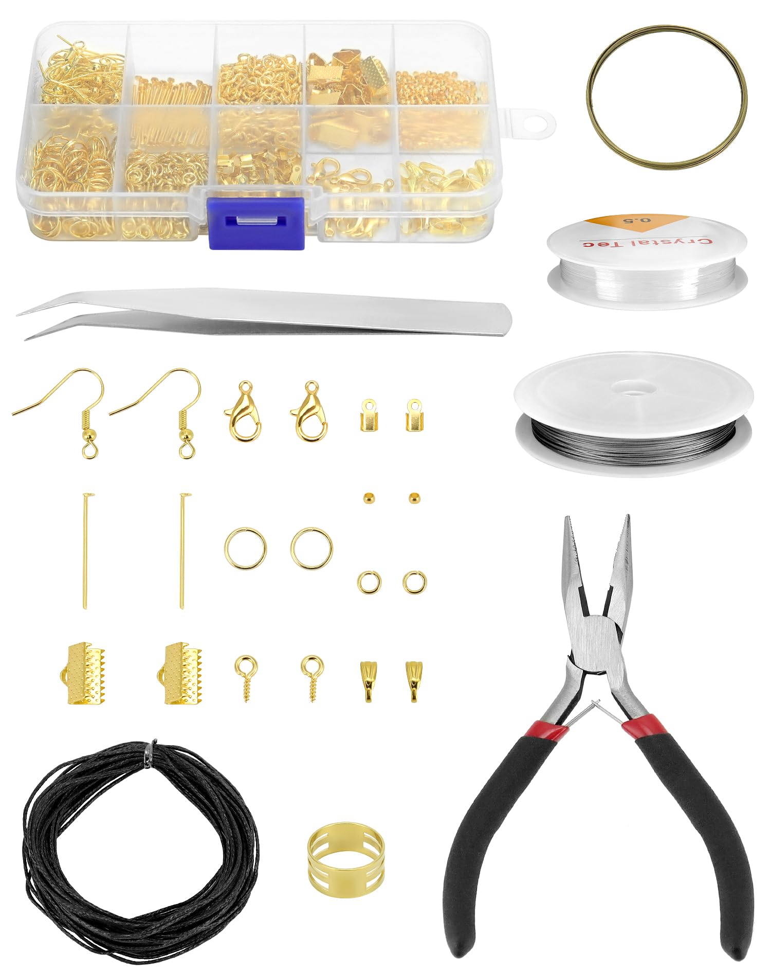 Kit Completo Per Creare Gioielli Fai Da Te - 11 Accessori In Oro, Pinze, Pinzette E Fili Per Perline | Ideale Per Principianti - Foto 12