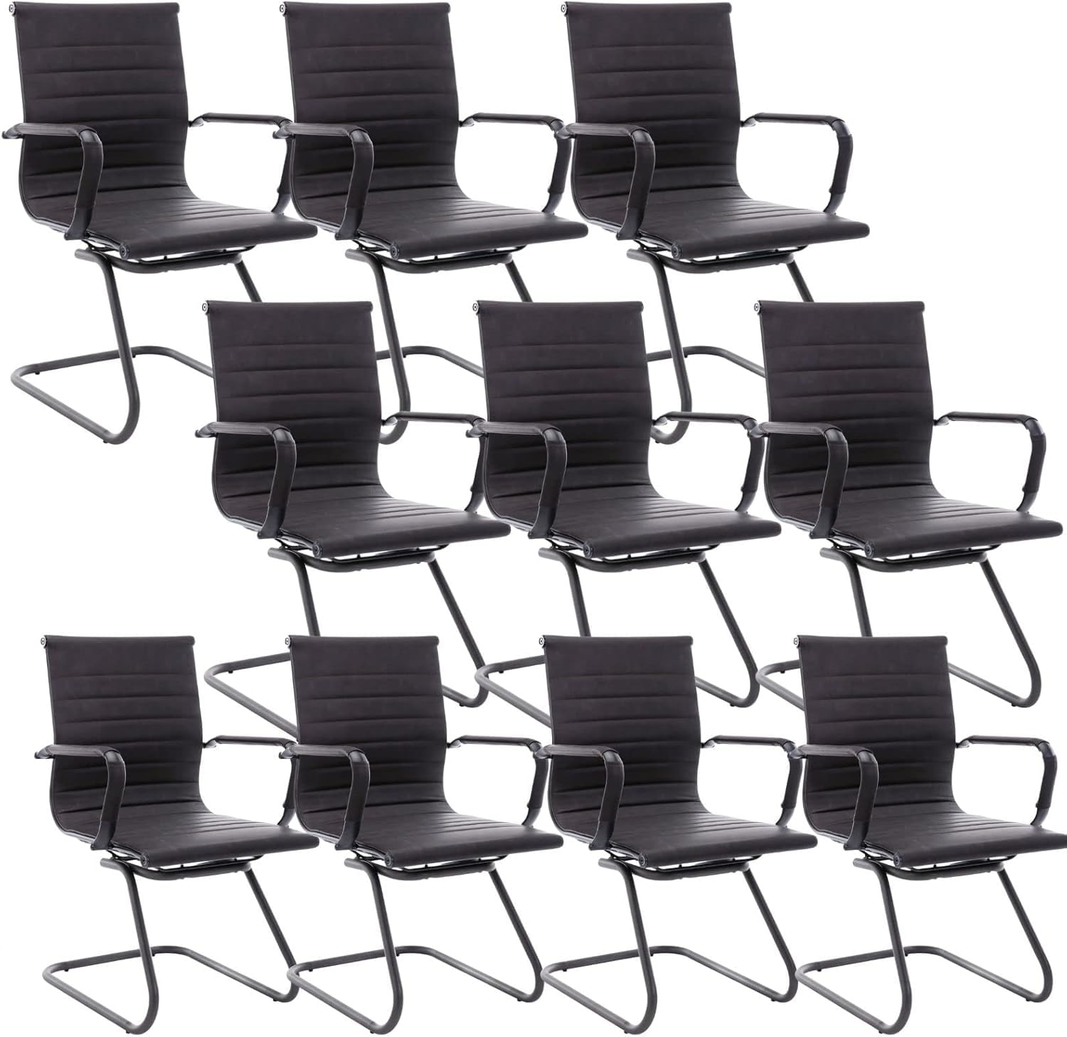 HNY 10-Pack PU Leather Office Guest Chairs