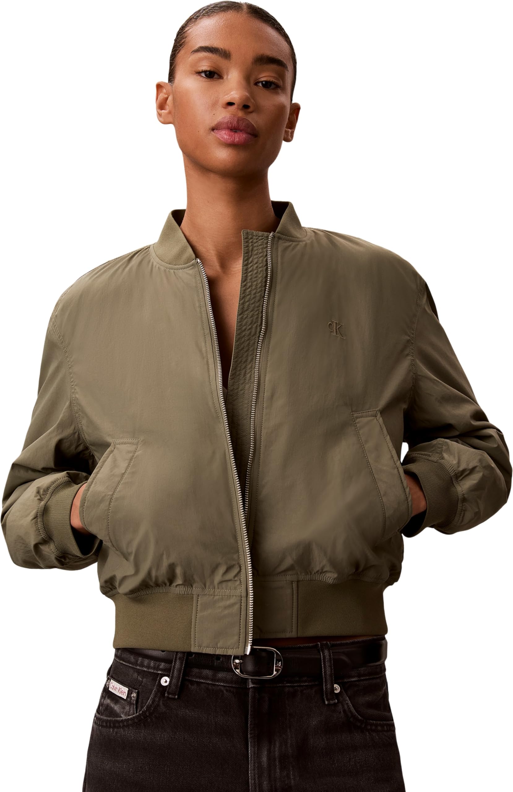 Calvin Klein Jeans Women's Green Bomber Jacket in Size 12, Sports Direct