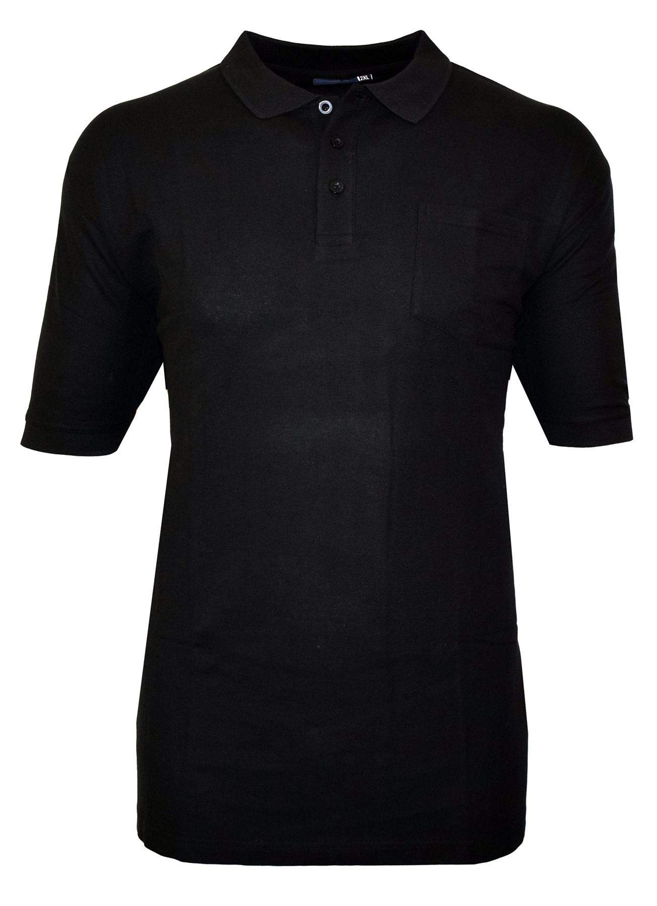 Espionage Premium Cotton Pique Polo Shirt with Front Pocket (074A) in Black in 7XL