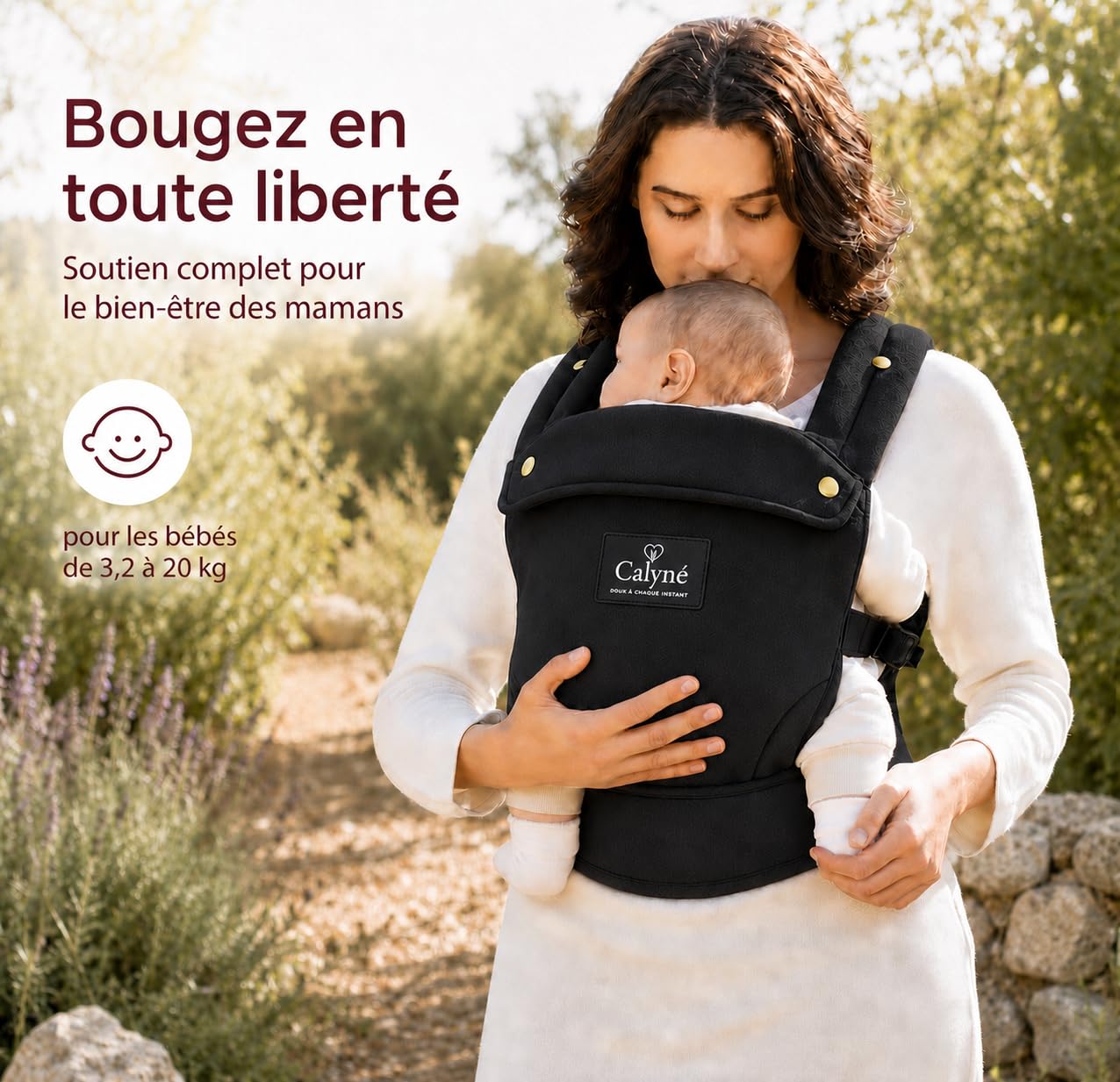 Porte-bébé Calyné, Pochette Biberon, Bretelles Croisées, Réglable 3 à 15 kg