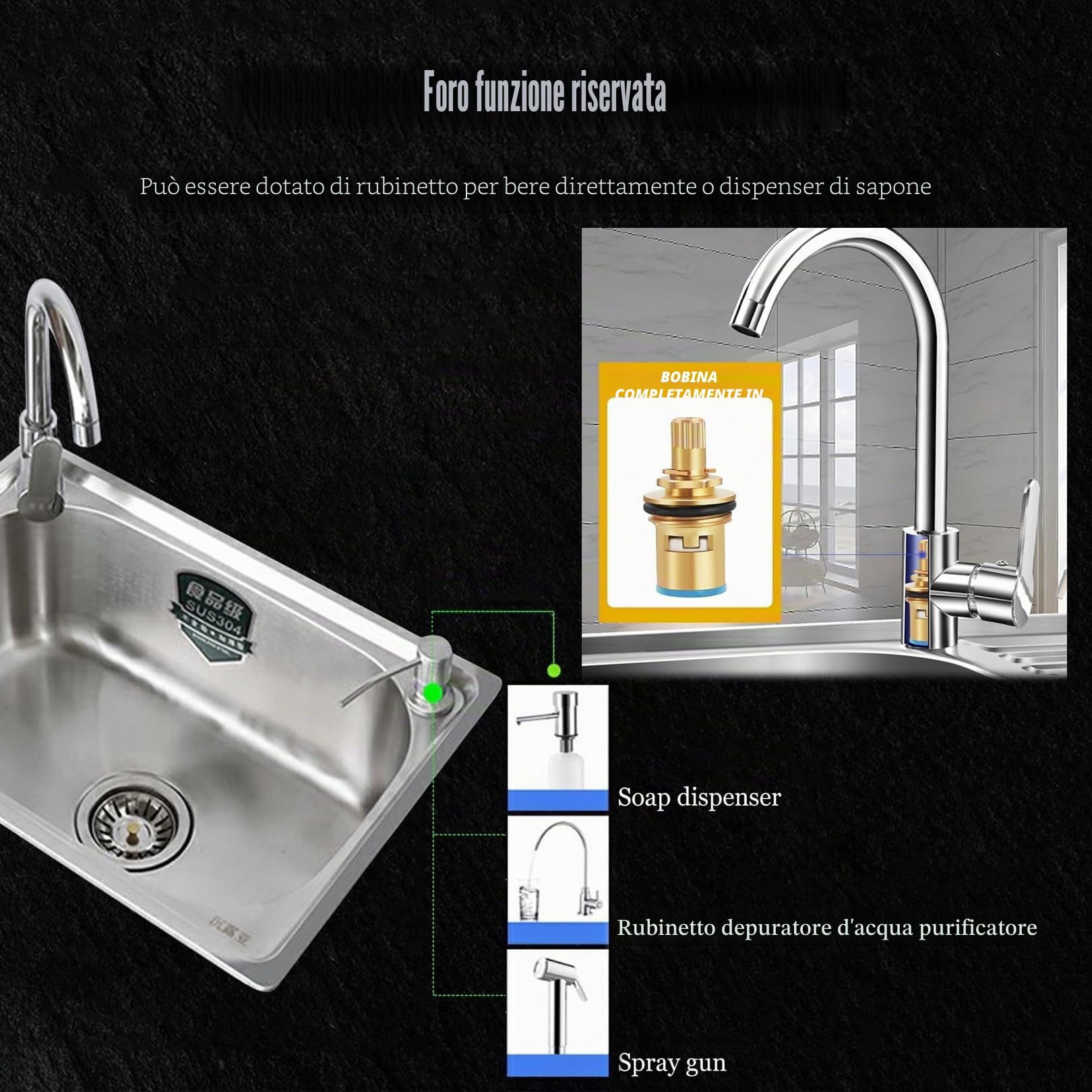 Lavello Cucin in Acciaio Inox Autoportante,Lavello in Acciaio Inox Autoportante con Banco da Lavoro Lavello da Pranzo Mobile Commerciale per Interni Esterni Spessore(48 * 35cm)