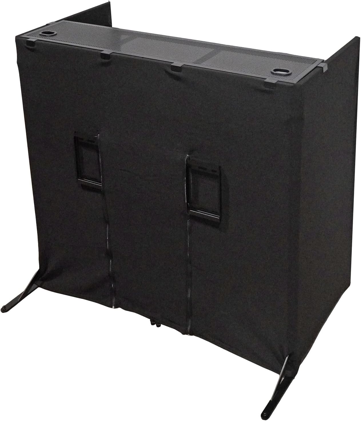 Rockville RockBooth TV DJ Booth Dual Tables with 32-70 Inch TV Mount, Foldable Design, Anti-Tip Legs, for Professional DJs and Event Performers