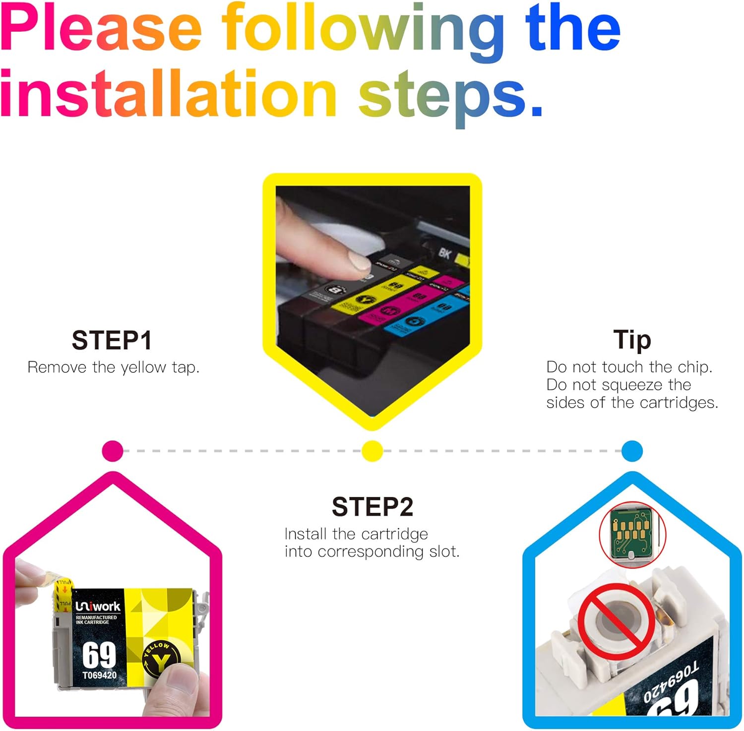 🔥 Cаѕhbасk uр tо 70% Uniwork Remanufactured Ink Cartridge Replacement for Epson 69 T069 to use for Stylus C120 CX5000 CX6000 CX8400 CX9400 NX215 NX305 NX400 NX410 NX415 NX515 Workforce 30 610 615 1100 Printer tray 10 Pack