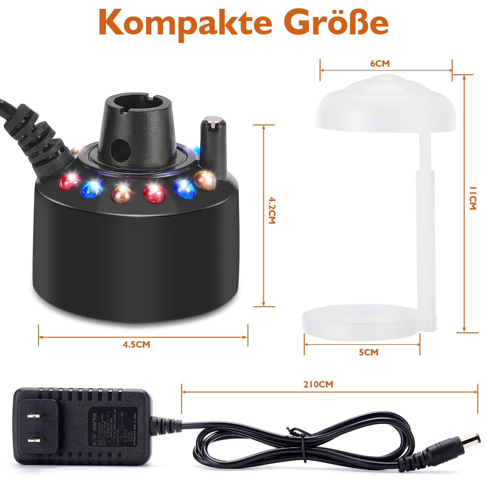 FITNATE 12 Luces LED Mist Maker Fogger, Generador de Niebla, Fogger Ultrasónico, Atomizador Humidificador de Aire, Fuente de Agua, Ideal para Decoración de Estanque, para Halloween y Otro Festival