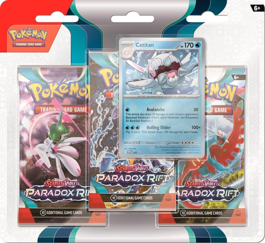 Pokemon Scarlet & Violet—Paradox Rift 3 Pack Blister Featuring Arctibax OR Cetitan