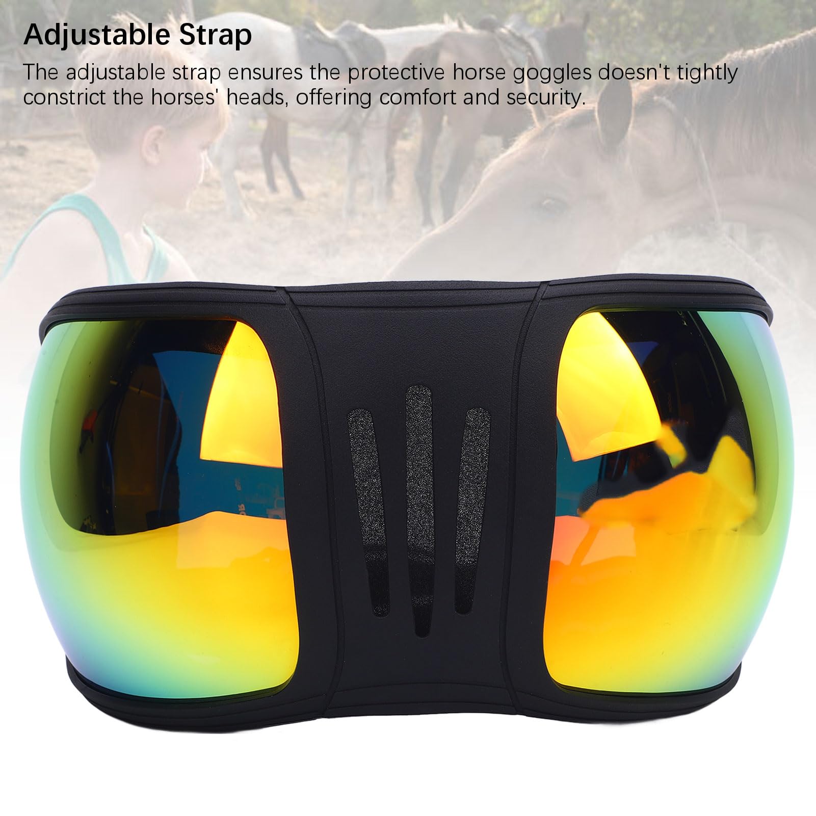 Sonew Winddichte Pferderennbrille – Schützende Sport-Sonnenbrille für Pferde mit Riemen und Weicher Schwamm-Passform