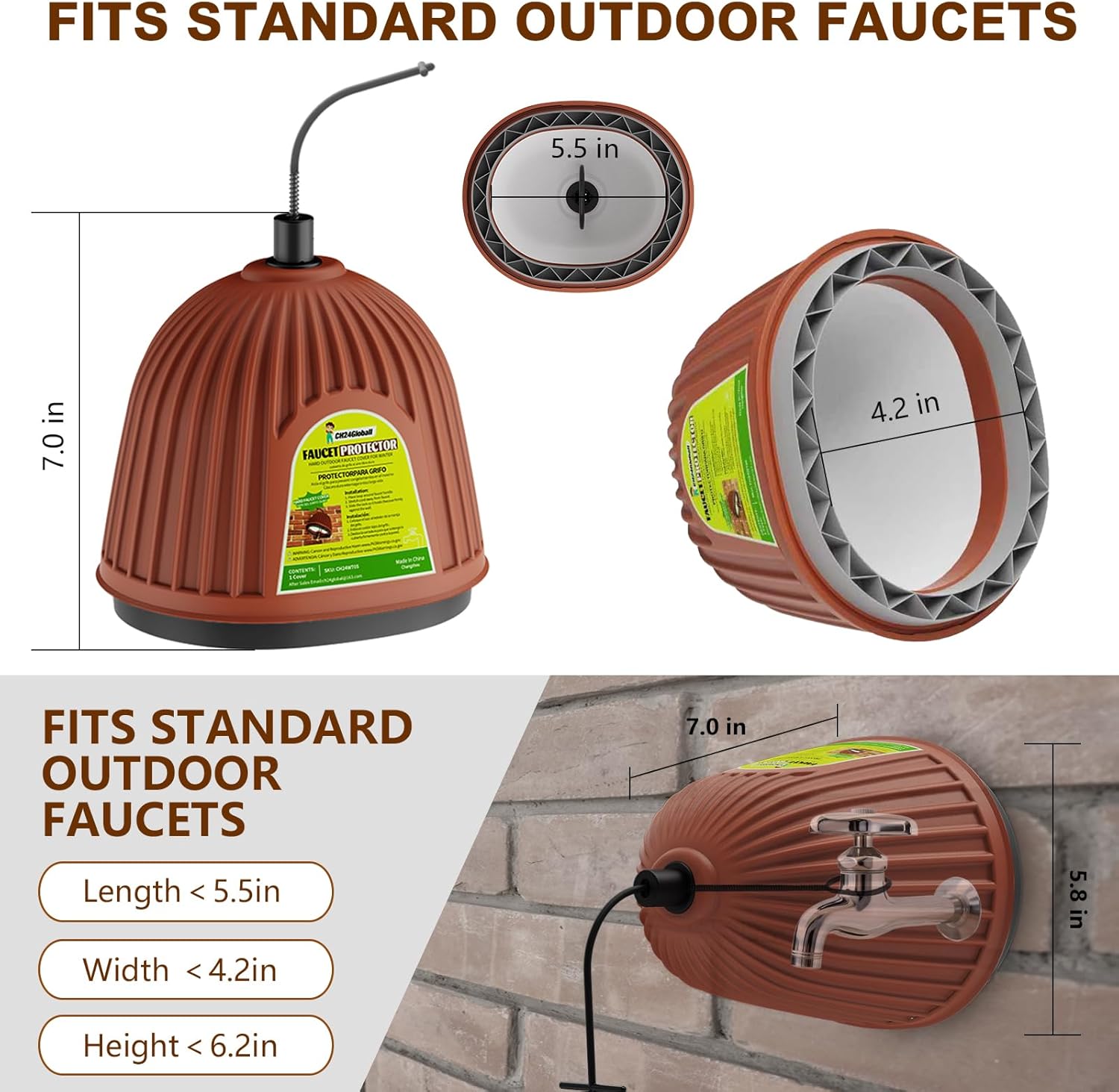 6 Pack Multi Layer Plastic Outdoor Faucet Cover for Winter, Insulated Spigot Cover with Soft Rubber Air Chamber, Hose Bib Cover Lasts Up to 5 times longer Service Life, L7 inches W5.8 inches H7 inches