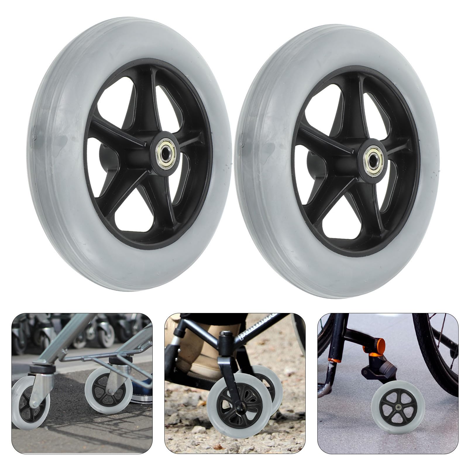 2 Piezas Ruedas Delanteras para Silla de Recambio Sólido de 8