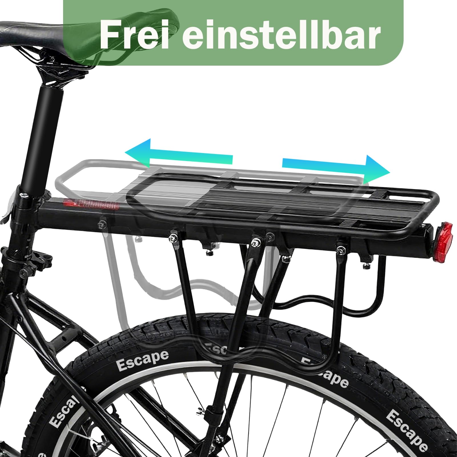 Fahrradträger hinten, 50 kg Kapazität, Schnellentriegelung, mit Kotflügel und Reflektor, robuster Gepäckträger für die Rückseite des Fahrrads, passend für 24-29 Zoll Räder