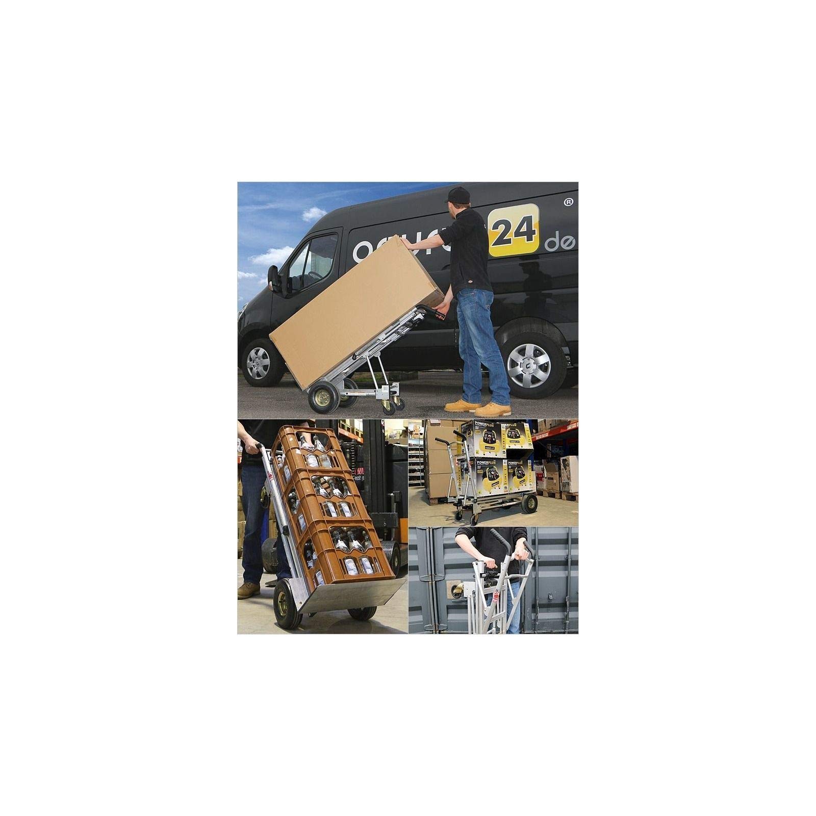 Carretilla multifunción 3 en 1, máx. 454 kg, aluminio, plegable, transporte de mano