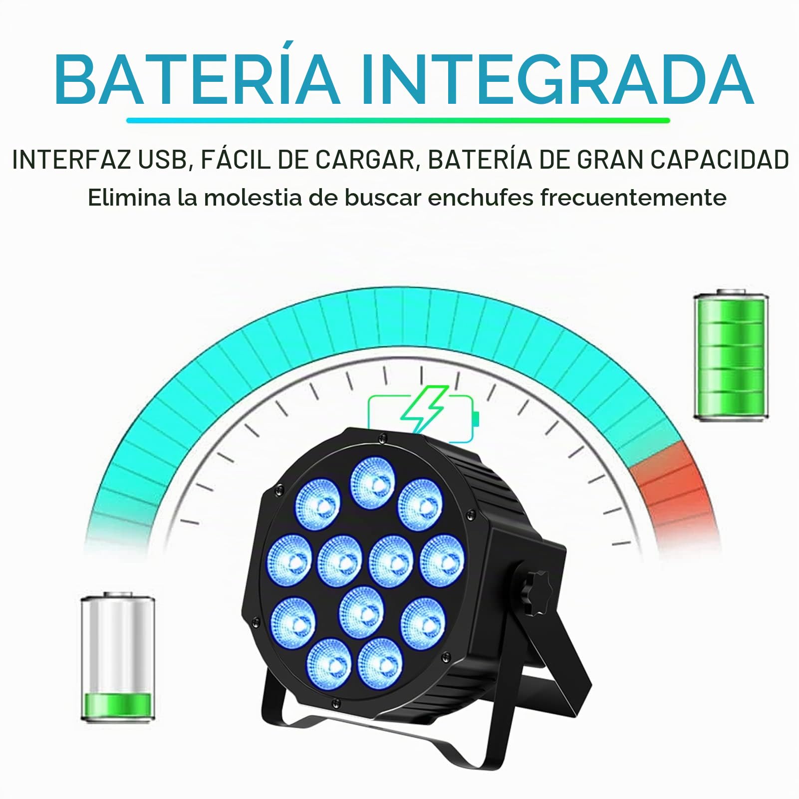 4 Piezas RGBW Par LED Batería Recargable con Bolsa, 24W Luz de Escenario Exterior con Control Remoto y Activación de Sonido, Focos Discoteca para Fiesta DJ Bar Boda Navidad