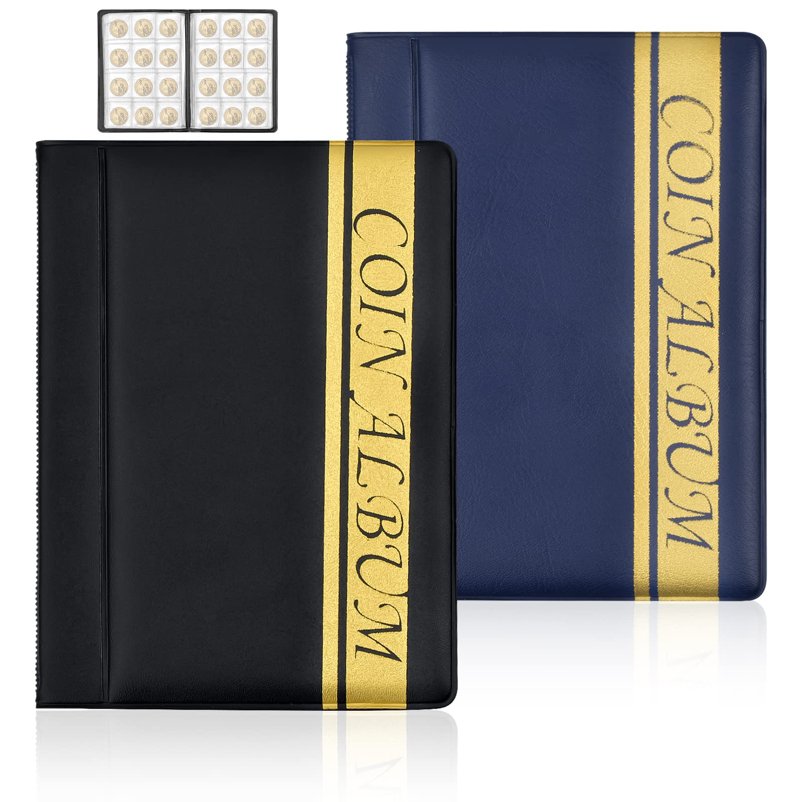Vesaneae 2PCS Album de Pièces de Monnaie de 120 Poches × 2, Classeur Pieces de Monnaie, Rangements pour Pièces de Monnaie, Album