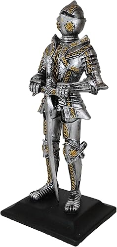 Miniatura 6 de Ebros Gift Escudo de armas Real Noruega Estrella del Norte Espadachín Caballero de la Heráldica con Espada Larga Excalibur Estatuilla de guardia de