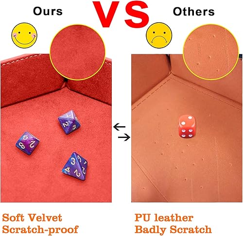 Miniatura 7 de SIQUK Bandeja de dados plegable de piel sintética, 2 piezas, bandeja hexagonal plegable para juegos de dados como RPG, DND y otros juegos de mesa