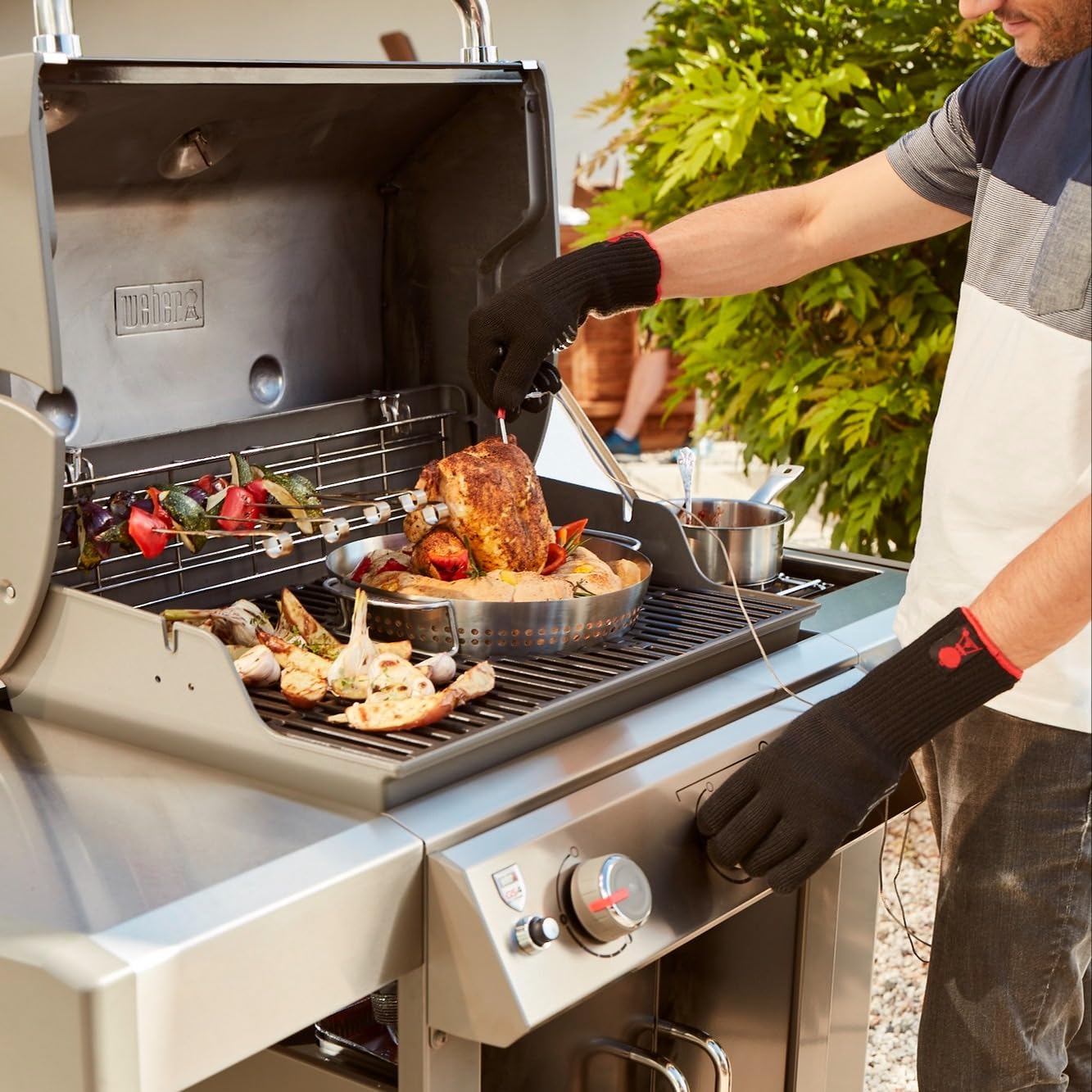 Weber Support à volaille en Acier Inoxydable pour Gourmet BBQ System/Cuisson juteuse du Poulet ou de la Dinde, Compatible Lave-Vaisselle – Argent (8838)