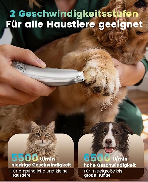 oneisall Pfotentrimmer für Hunde Extra Leise mit LED-Licht, Schermaschine Katze Hundepfoten Trimmer dr Pfoten Hund Katzen Rasierer Paw Trim Pro Dr. für Pfoten, Gesicht, Po, Ohren, Augen (Silber) - 3