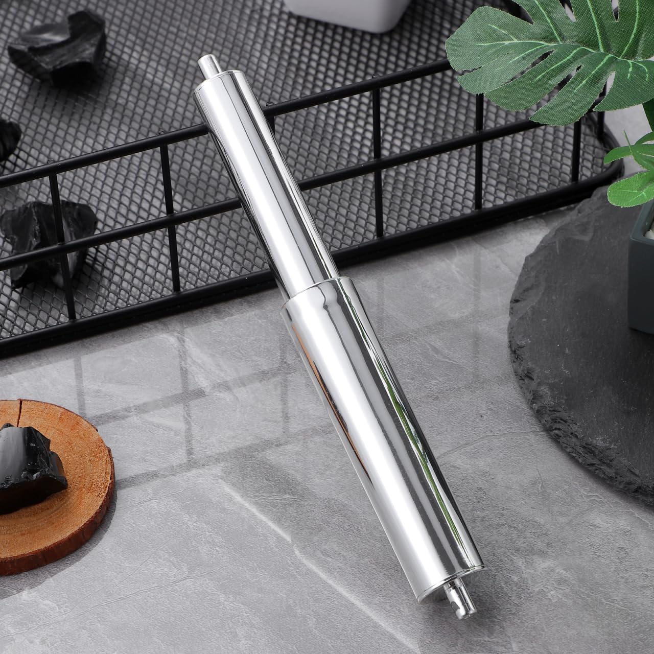 1 Pc Toilet Paper Roller, 6.48 Inch Silver Plastic Spindle, Retractable Spring Replacement Rod Bathroom Hotel Restroom