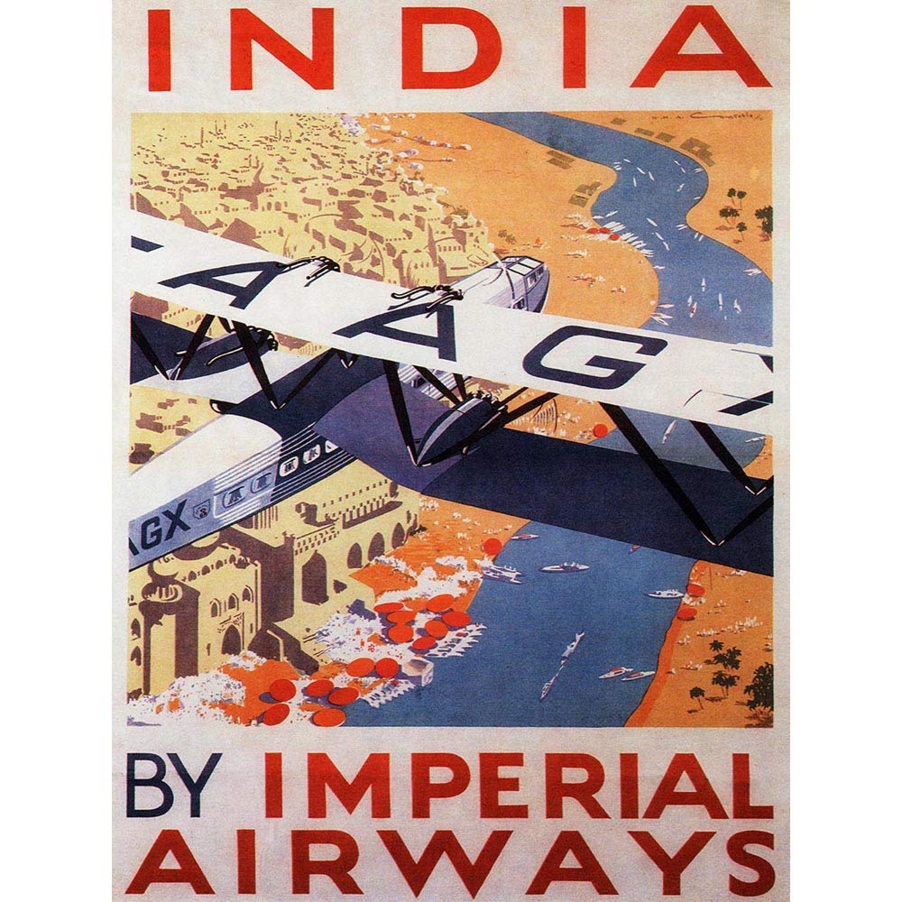 Wee Blue Coo Travel Tourism India Imperial Airways UK Vintage Retro Advertising Art Print Poster Wall Decor 12X16 Inch