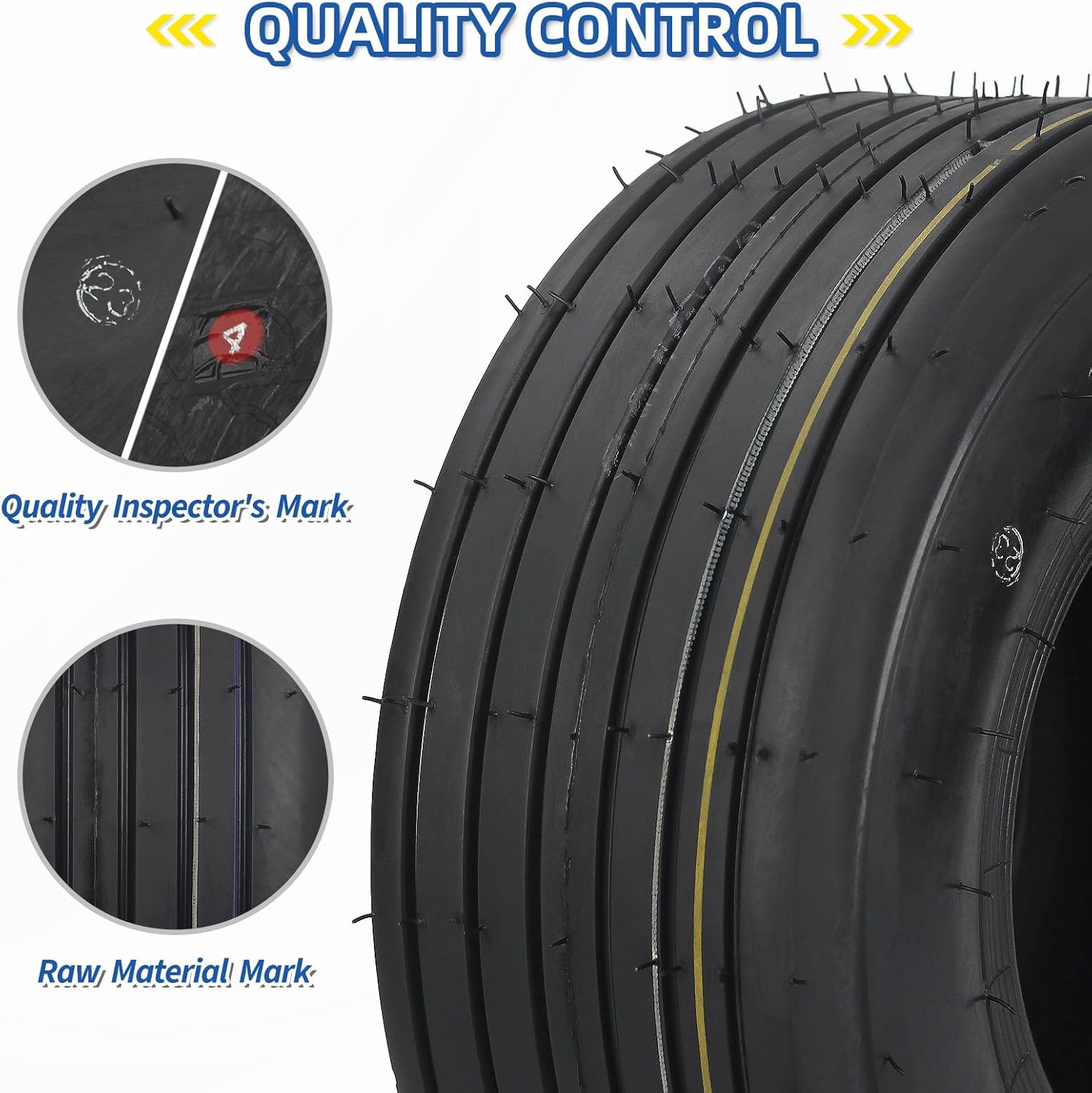 GICOOL (2 Pack) 13x5.00-6 Tubeless Lawn Mower Tires, 13x5.00-6 Riding Lawnmower Straight Rib Tread, 4 Ply