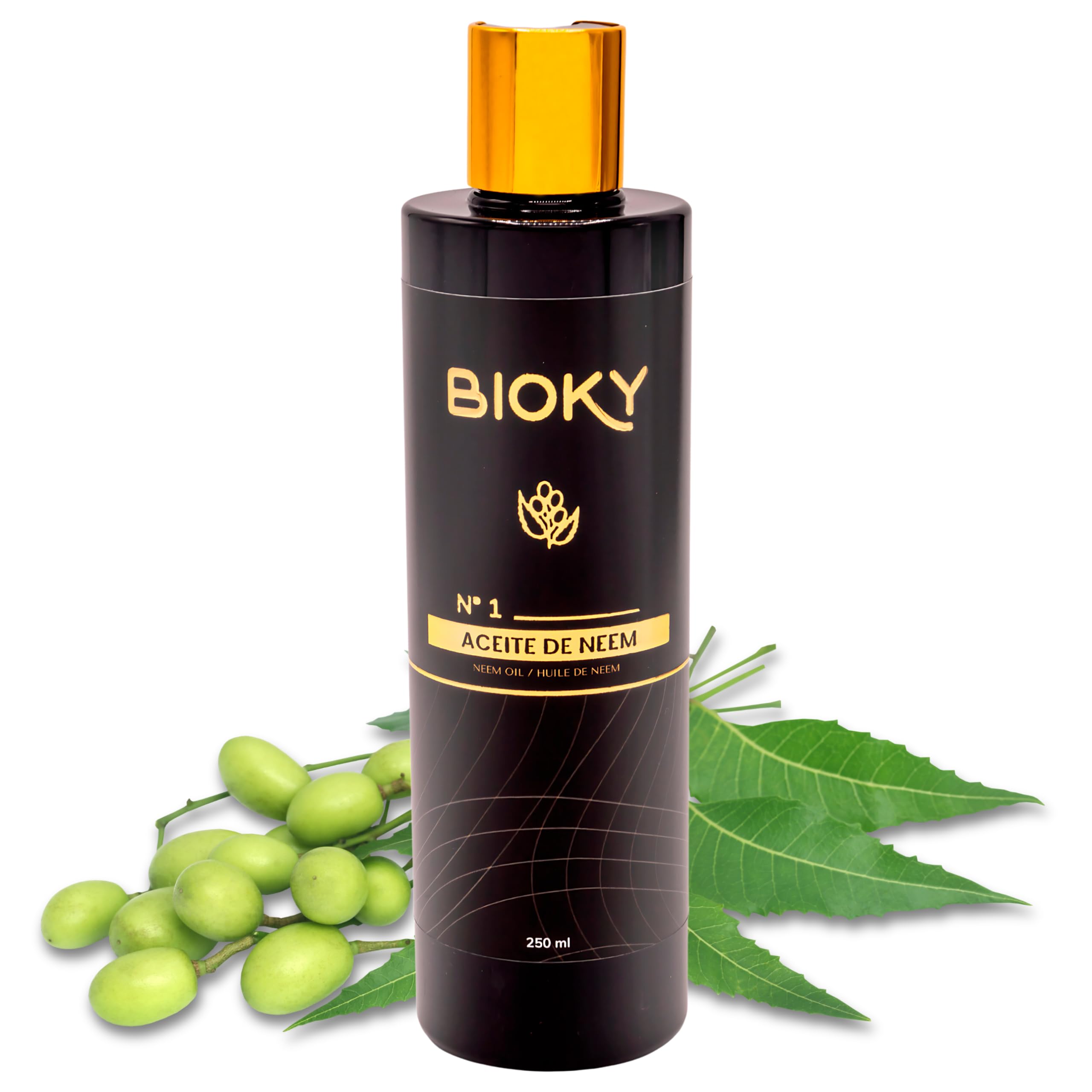 Aceite de Neem Puro - 250ml - Aceite Multiusos: Piel, Cabello, Plantas | Aceite de Neem Prensado en Frío | Cosmética Orgánica y Jardín | No Tóxico | Muy Concentrado