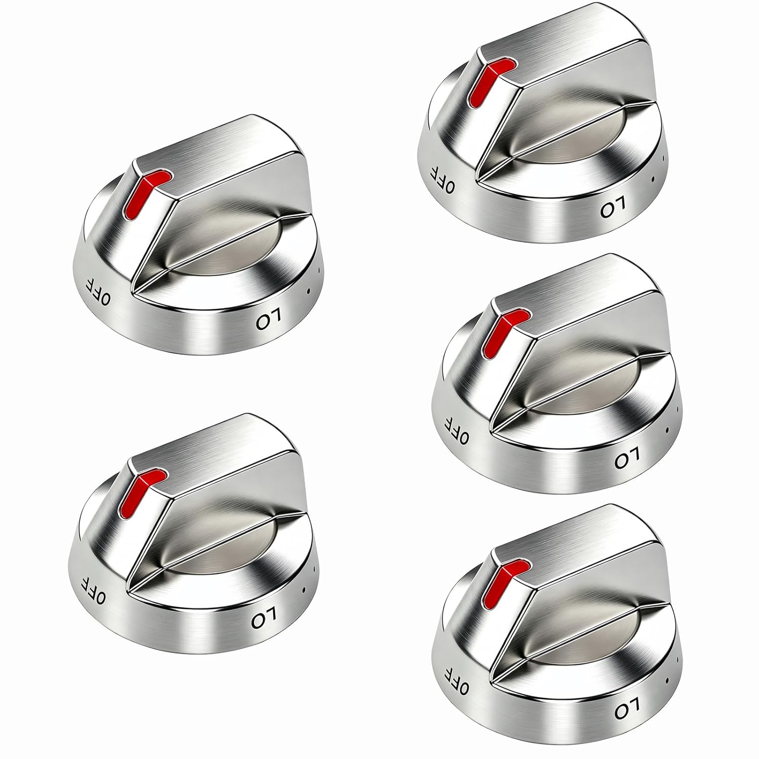DG64-00473A Range Burner Control Dial Knob Range Oven Replacement Compatible with Samsung NX58J7750SS NX58F5700WS NX58K7850SS NX58M6850SS NX58H5600SS NX58H5650WS Gas Range (Silver 5 Pack)