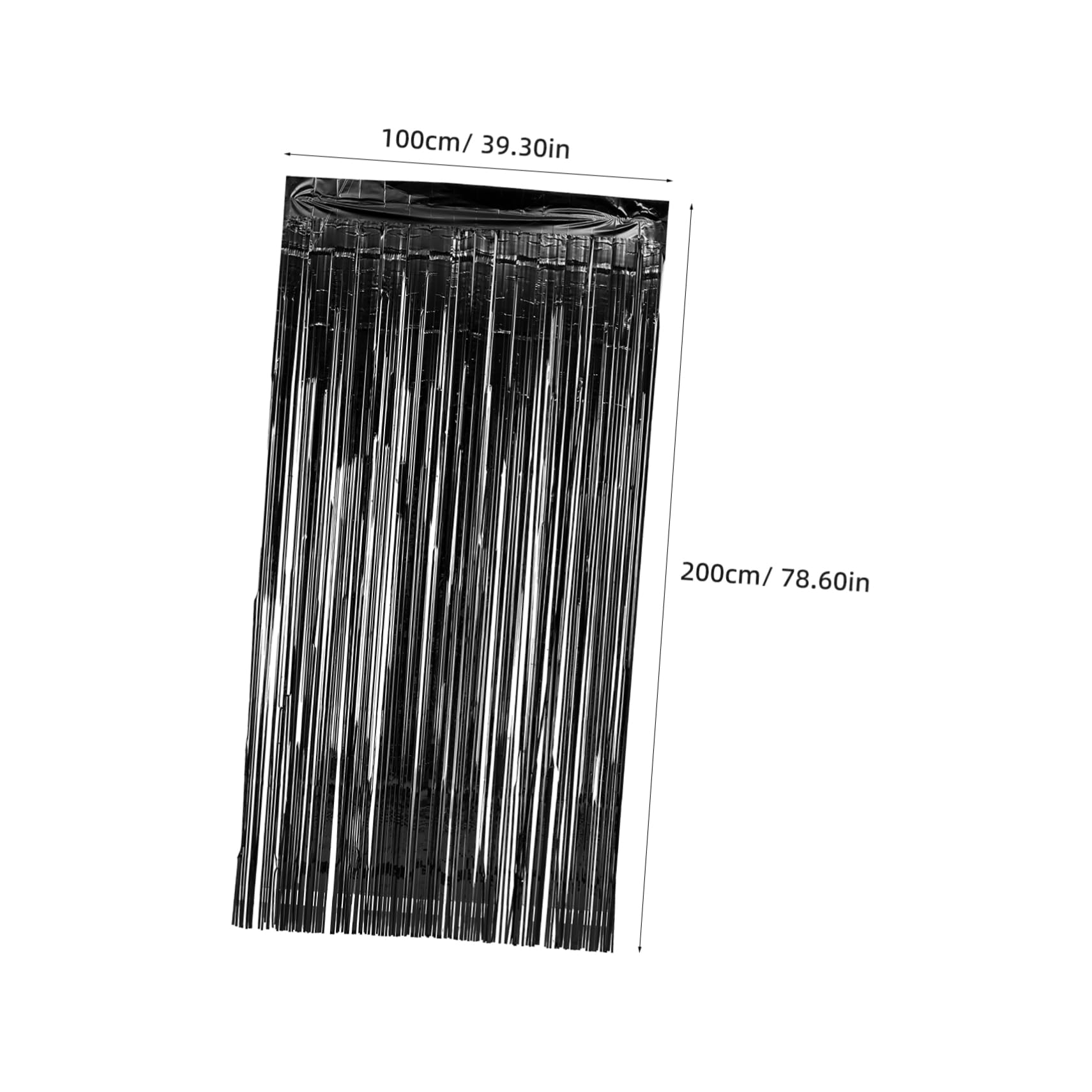 ERINGOGO 1m x 2m Black Foil Tassel Curtains 3pcs Party Fringe Garland Photo Background
