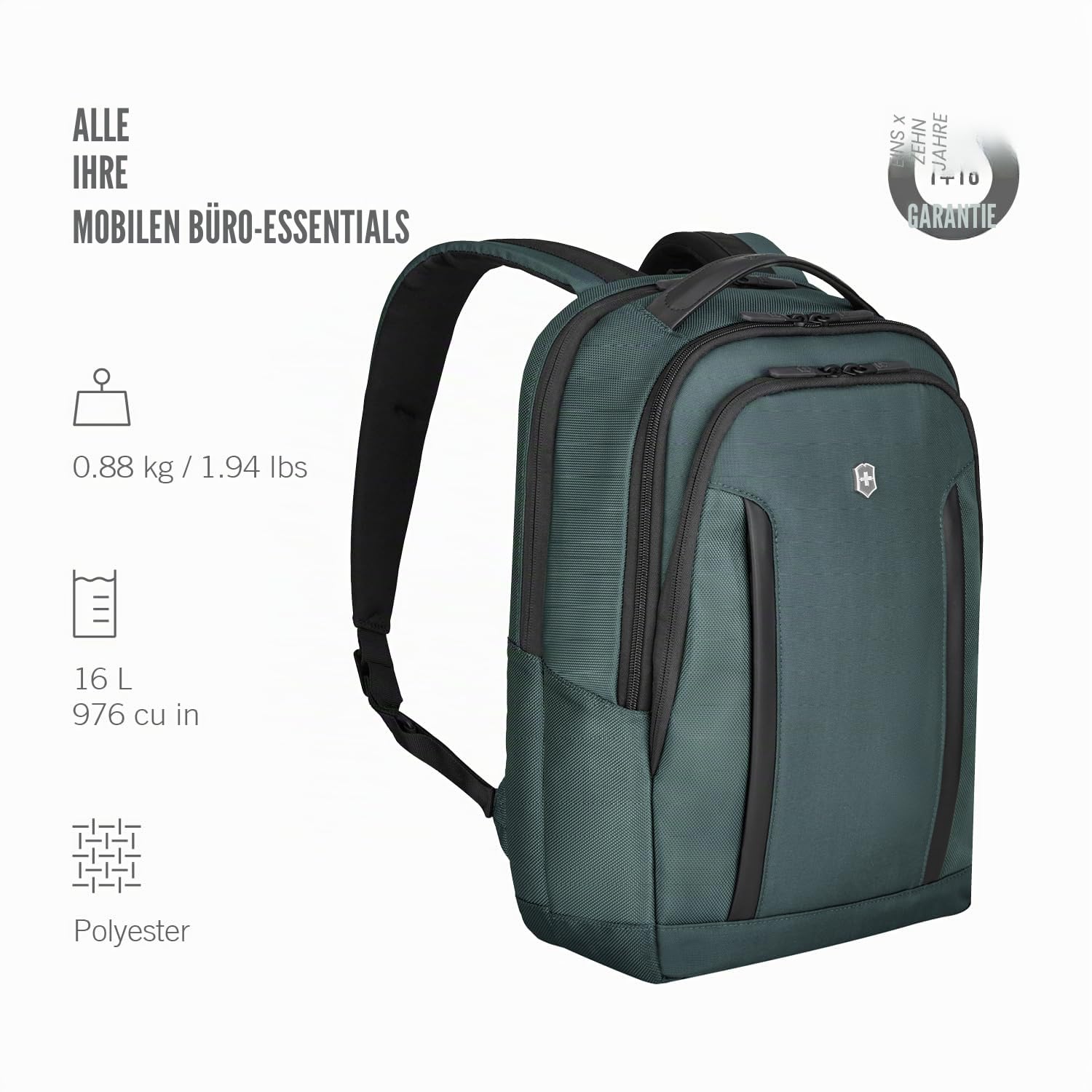 Victorinox Altmont Professional Compact Laptop Backpack, Rucksack mit Laptopfach, Damen/Herren, 22 x 29 x 41 cm, 16 l, Grau