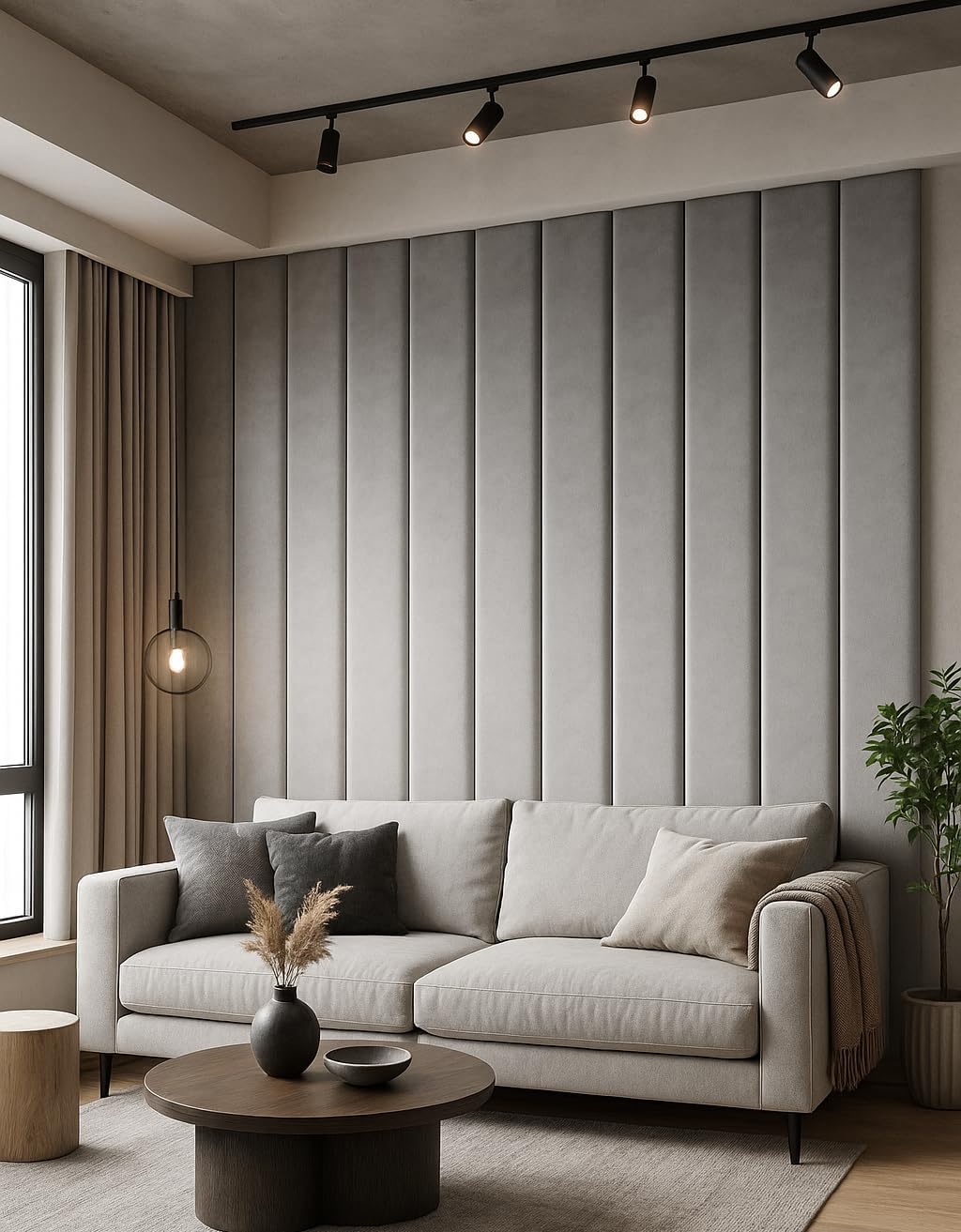 Wall Mounted Upholstered Headboard Vertical Panels, Made to Order (Specialty Size)