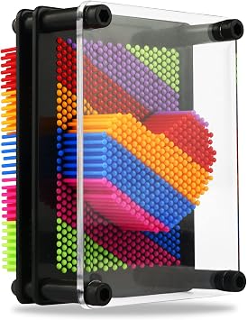 LXS 3D Pin Art Board Toy, Colourful Plasic Board Size3.75 x 5 inches, Classic Pin Impression Art Toys Sculpture for Children Kids