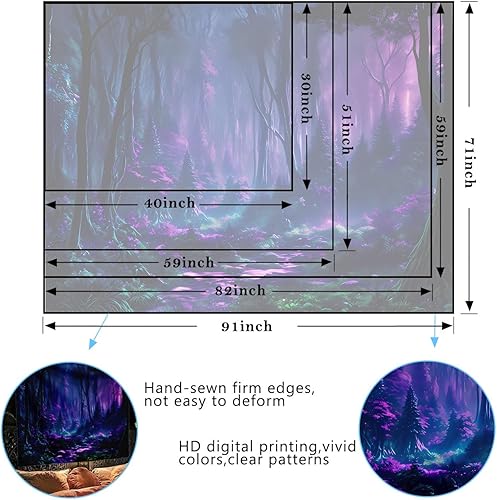 Miniatura 5 de XIGUAGUO Tapiz de árbol del bosque para colgar en la pared, tapiz psicodélico estético, hippie, decoración de pared bohemia, decoración bohemia para