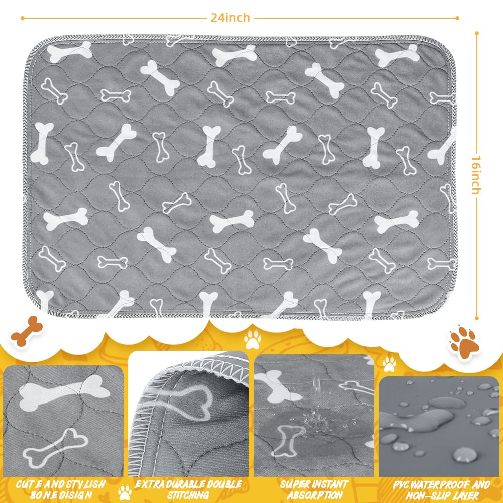 6 tappetini igienici lavabili per cani, 61 x 40,6 cm, riutilizzabili, ad alto assorbimento delle urine, impermeabili, riutilizzabili per l'apprendimento della pulizia