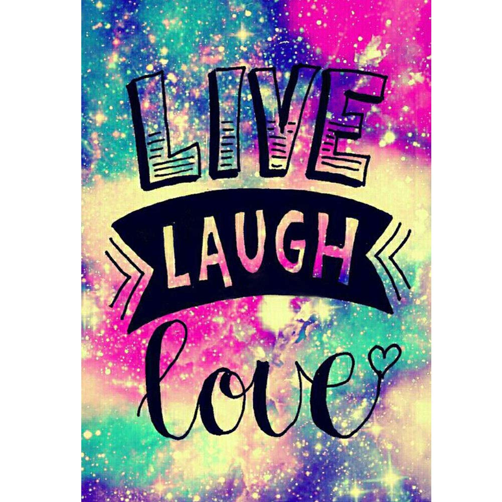 Own4b Green Diy 5D Diamond Painting By Numbers Kits, Colorful Quotes Inspirational Word, Live Laugh Love, Full Drill Rhinestones Paint With Diamonds Crystal Diamond Art (Live Laugh Love)