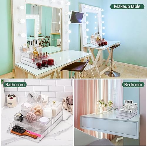 Miniatura 7 de acDesign Juego organizador de cajones transparentes apilables de 5 piezas, organizadores de cajones de tocador de 5 tamaños, bandejas de plástico