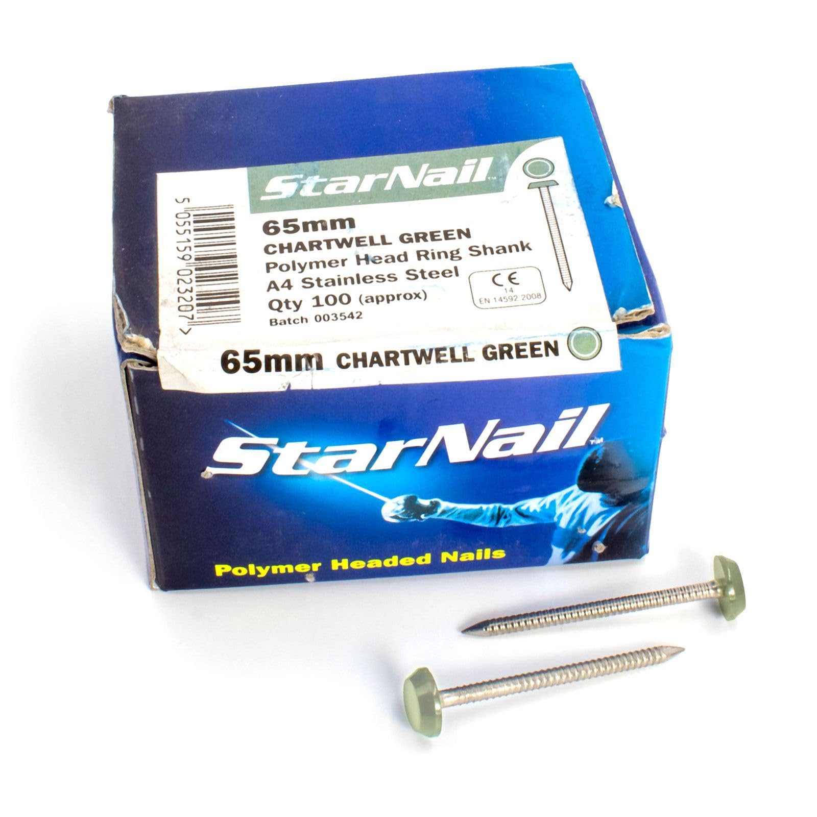 4.8mm Rapierstar StarNail Polymer Headed Nails - 65mm, Chartwell Green