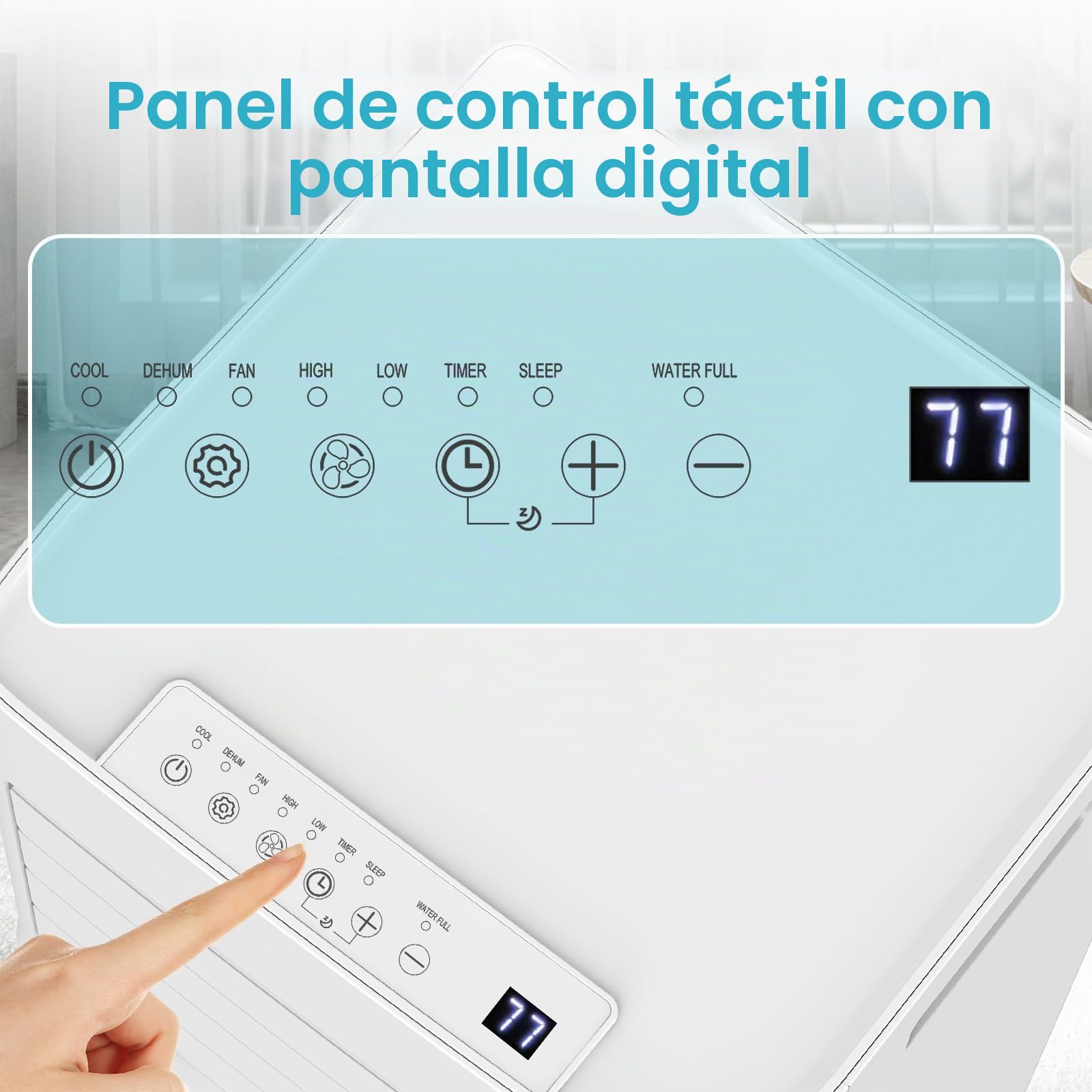 Electactic Climatizador portátil 10000 BTU silencioso para dormitorio, oficina y espacios pequeños, refrigeración 3 en 1, deshumidificador y ventilador, evaporación automática, 2 velocidades